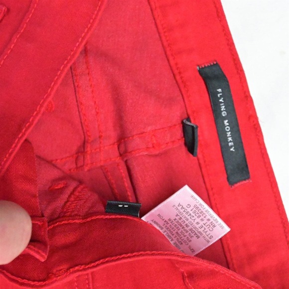 Flying Monkey 23 Mid Rise Ankle Skinny Red Flex Denim Jeans - Picture 3 of 5